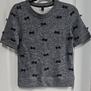 Gray Bow Patterned Sweatshirt Hoodie